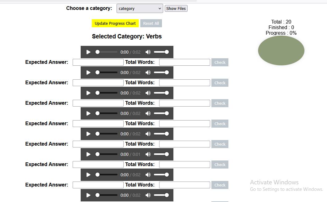 Separate input box for entering the word count of the audio clip.